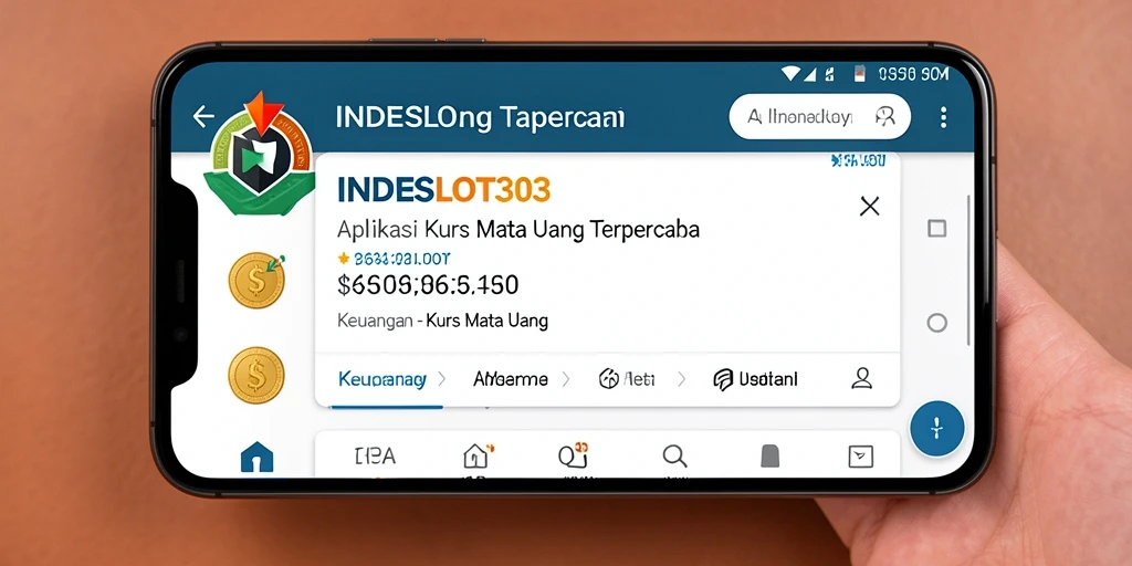 Antarmuka pengguna aplikasi <strong>INDESLOT303</strong> yang menampilkan fitur Kurs Mata Uang.