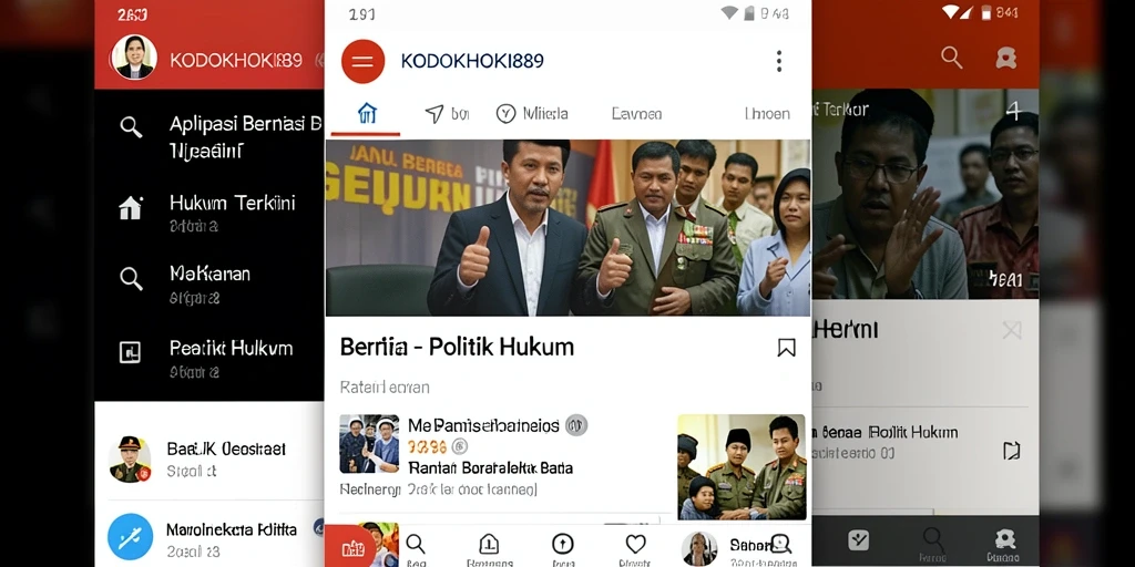 Antarmuka aplikasi KODOKHOKI889 yang informatif dan menarik untuk berita politik hukum.