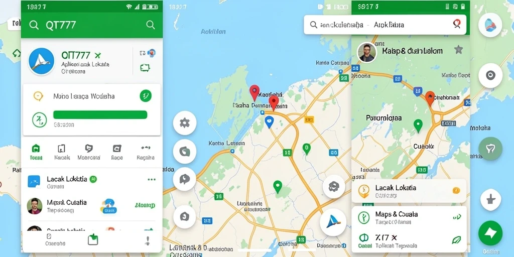 Antarmuka aplikas Lacak Lokasi QT777 yang sederhana dan informatif.