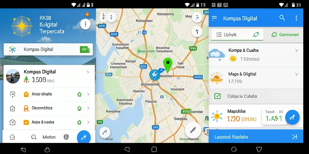 Antarmuka aplikasi RK88 menampilkan kompas digital yang jelas dan informatif.