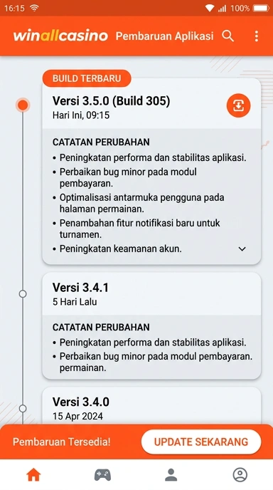 Riwayat Versi Aplikasi winallcasino untuk Android